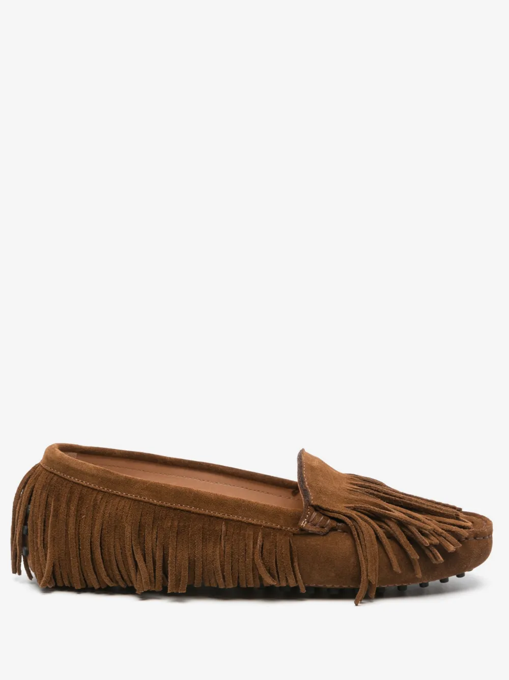 fringed suede loafers