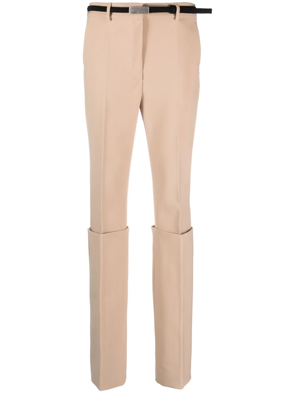 turn-up hem slim-fit trousers