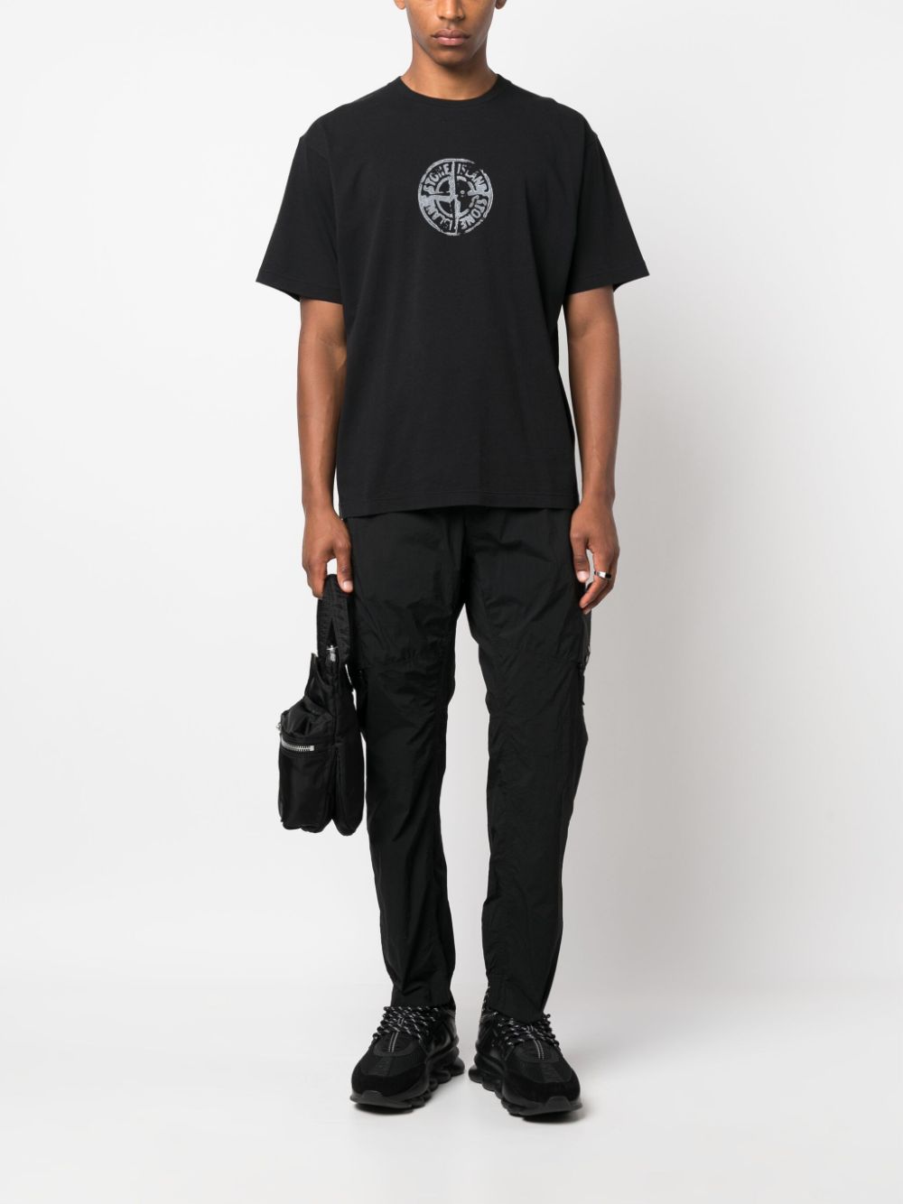 Stone Island logo-print cotton T-shirt - Zwart