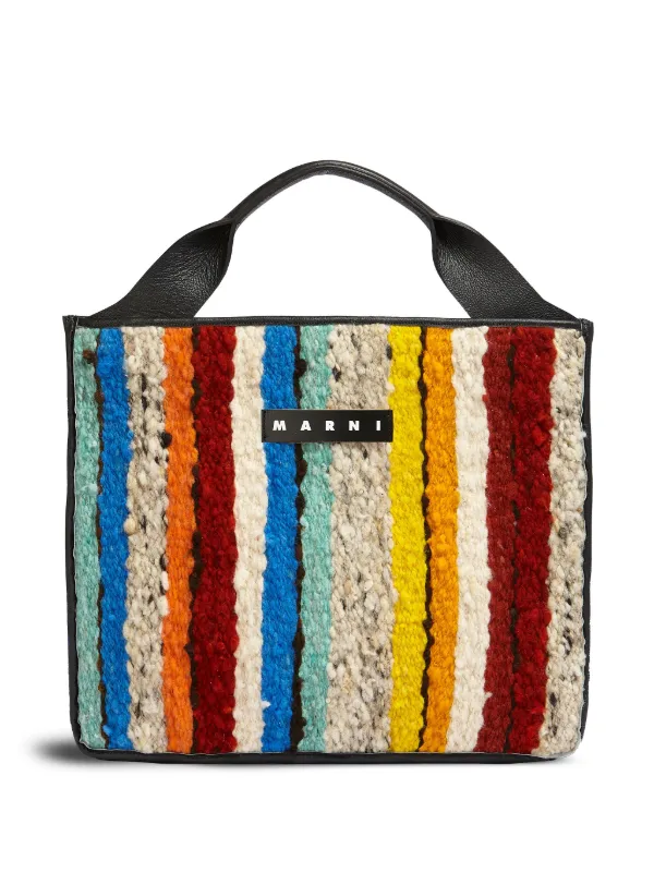 Marni market striped branded tote online bag