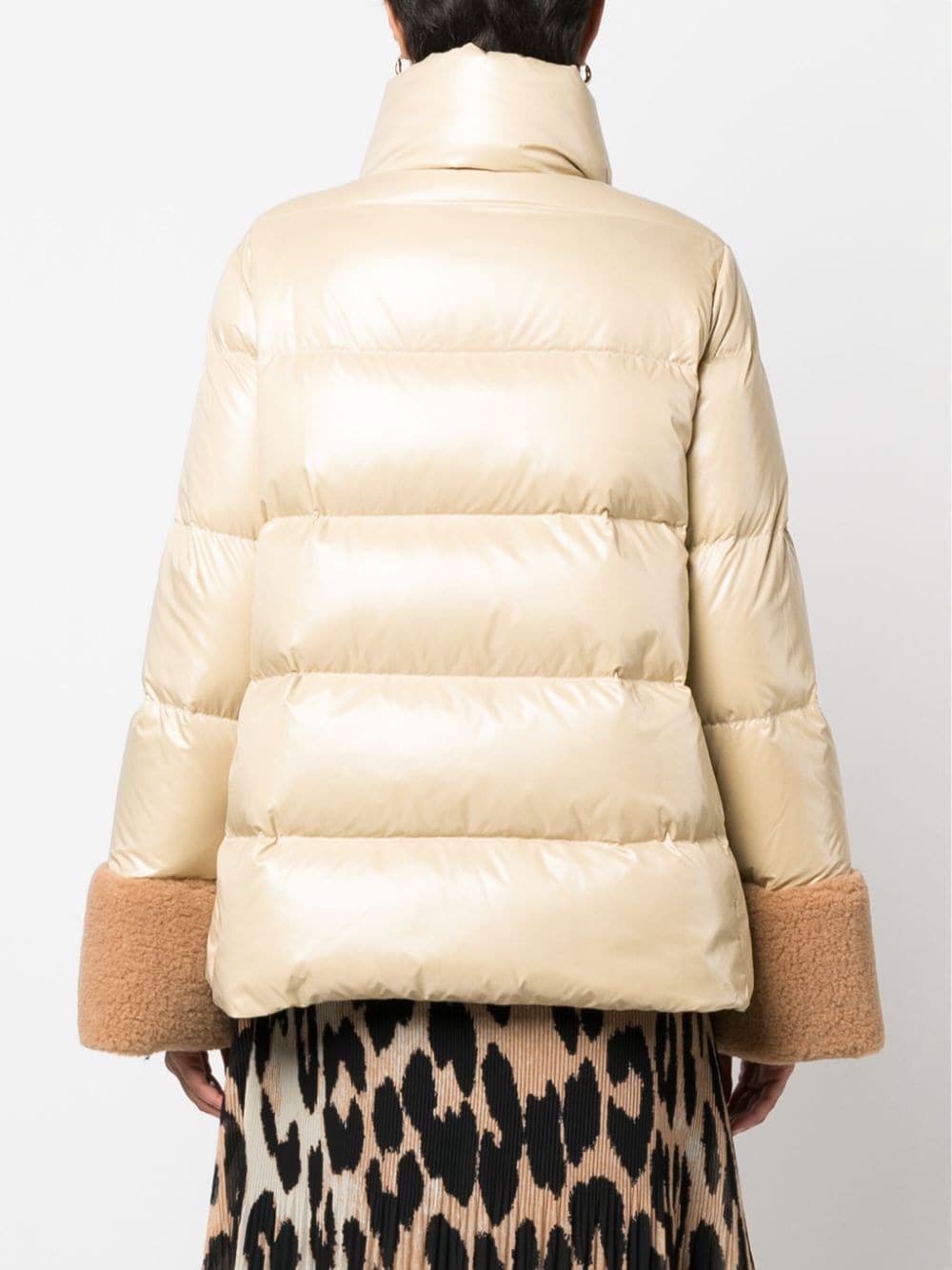 Shop Fay Contrast-cuffs Quilted Jacket In Neutrals