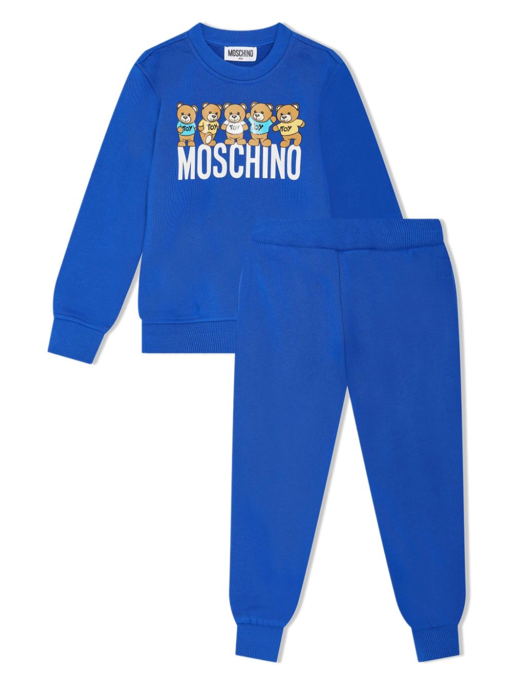 Moschino Kids' Teddy Bear Cotton Jersey Tracksuit In Blue