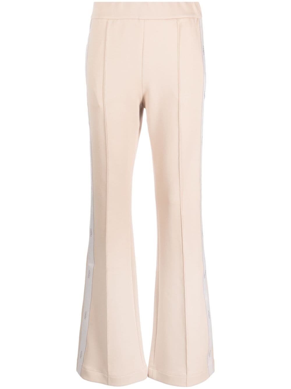 Fendi Logo-tape Flared Track Pants In Neutrals