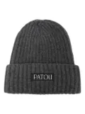 Patou logo-patch ribbed beanie - Grey
