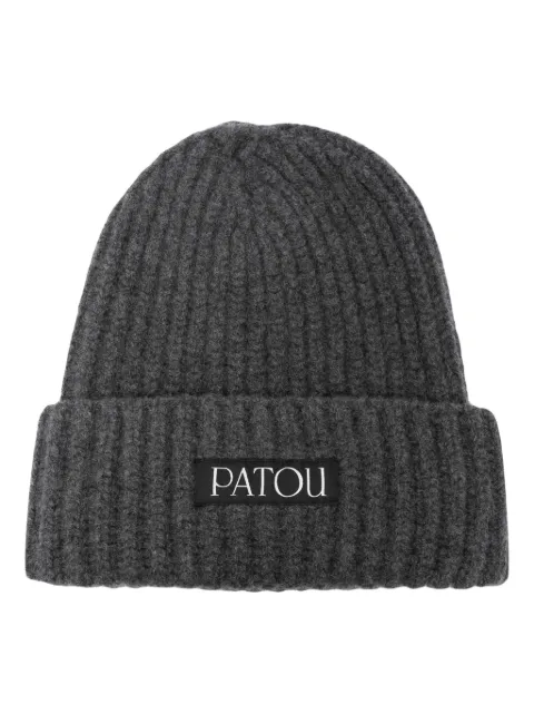 Patou gorro tejido de canalé con parche del logo