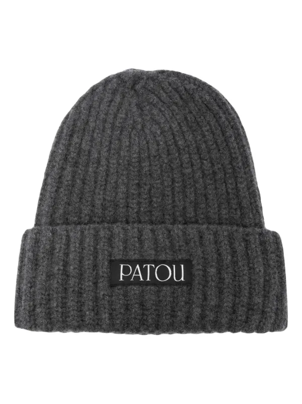 PATOU グレー ニットビーニー Patou リブビーニー | グレー | FARFETCH JP