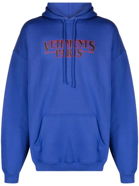 VETEMENTS هودي قطن بطبعة شعار الماركة
