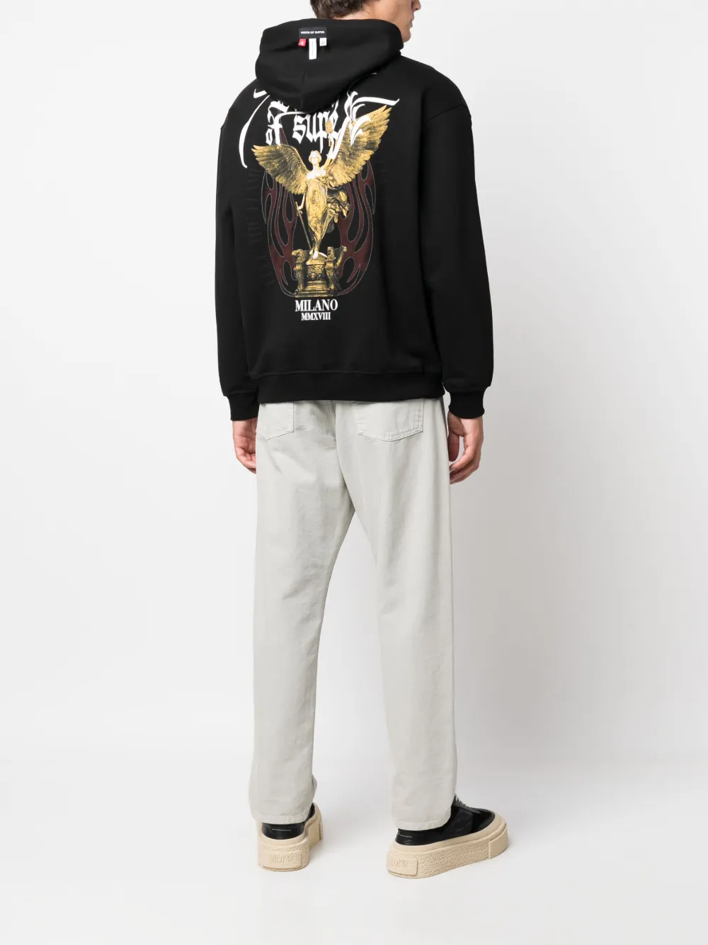 Vision Of Super logo-print cotton hoodie - Zwart