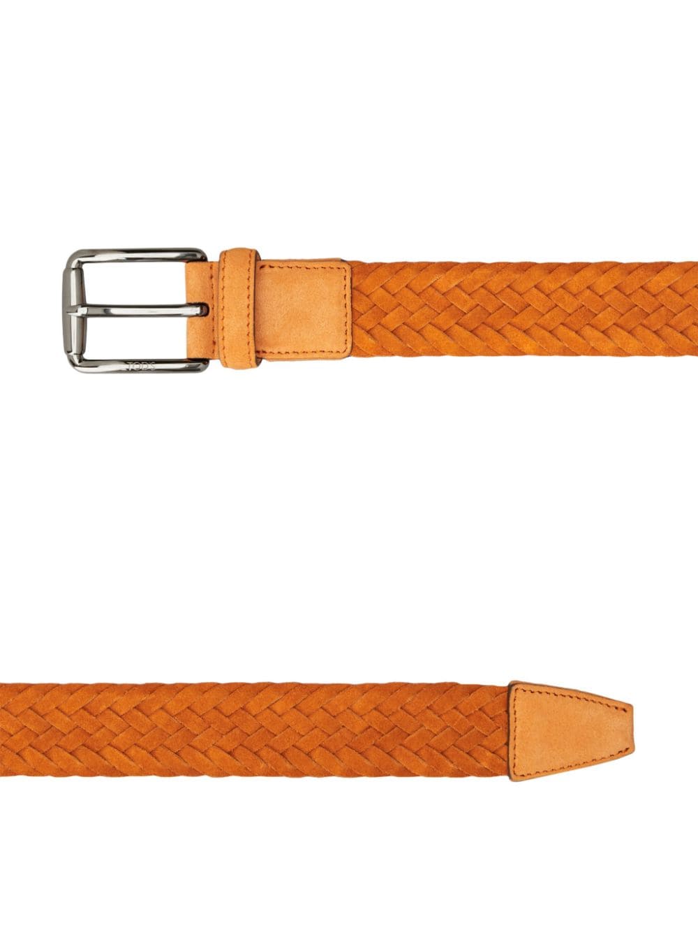 Shop Tod's Woven Suede Belt In Orange