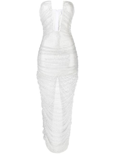 Giuseppe Di Morabito crystal-embellished mesh long dress