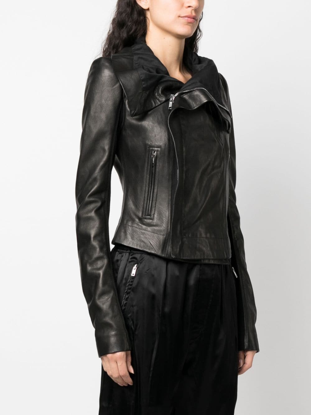 Shop Rick Owens Naska Double-breasted Leather Jacket In Black