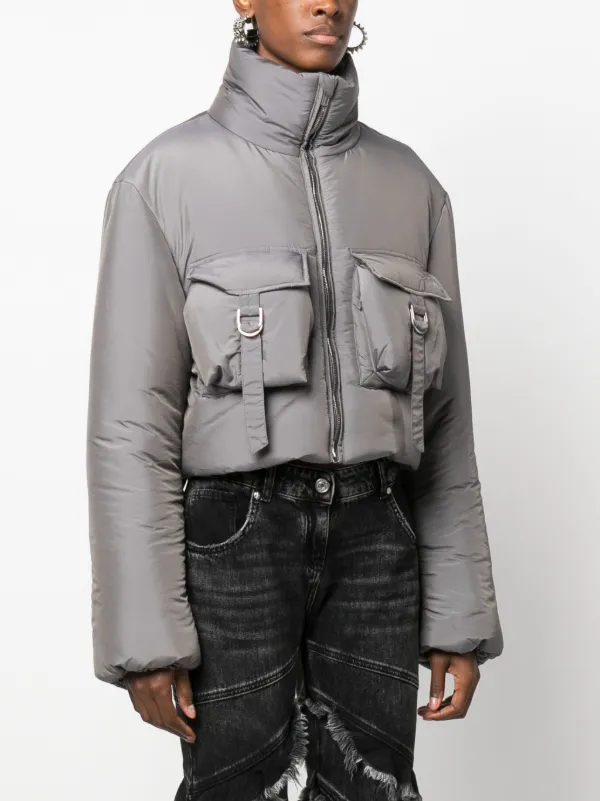 Blumarine Cropped Padded Jacket | Grey | FARFETCH HK