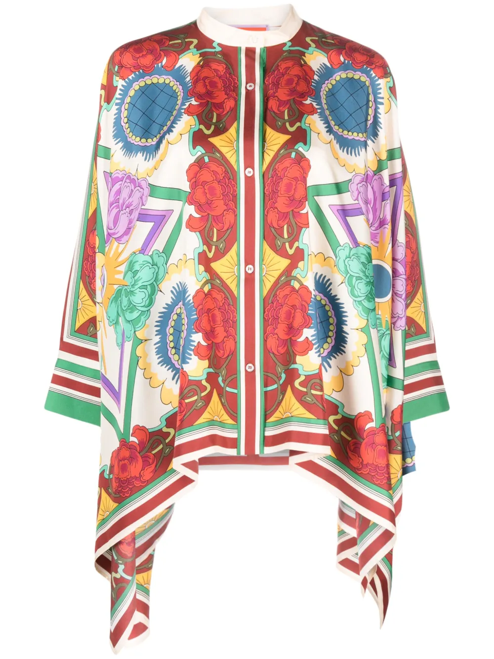 La Doublej La Double J Foulard Printed Silk Shirt In Foulard Liberty Piazzato