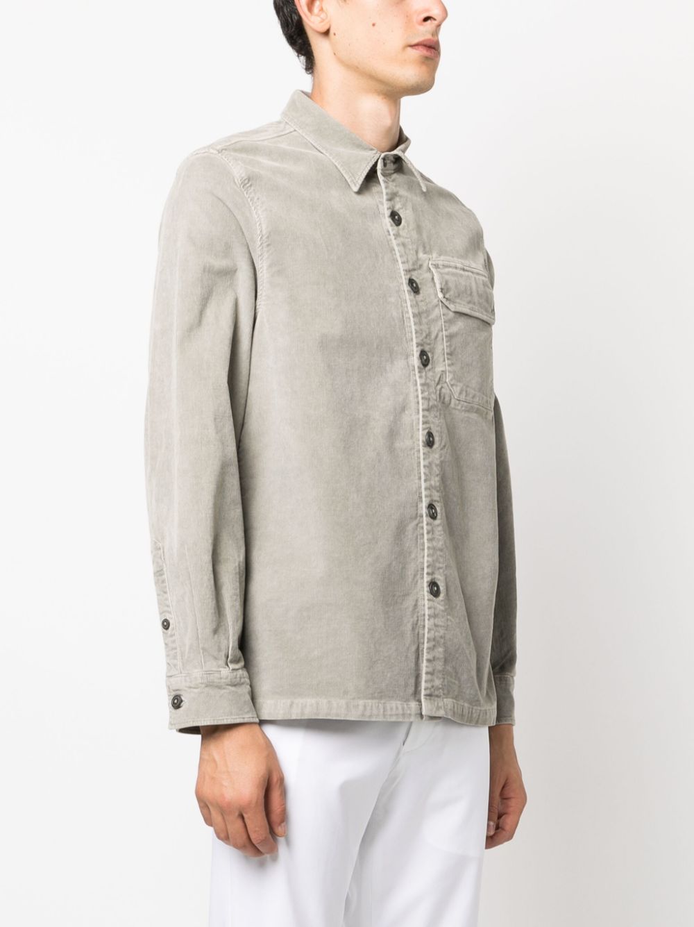 Shop C.p. Company Compass-motif Corduroy Cotton Shirt In Grey