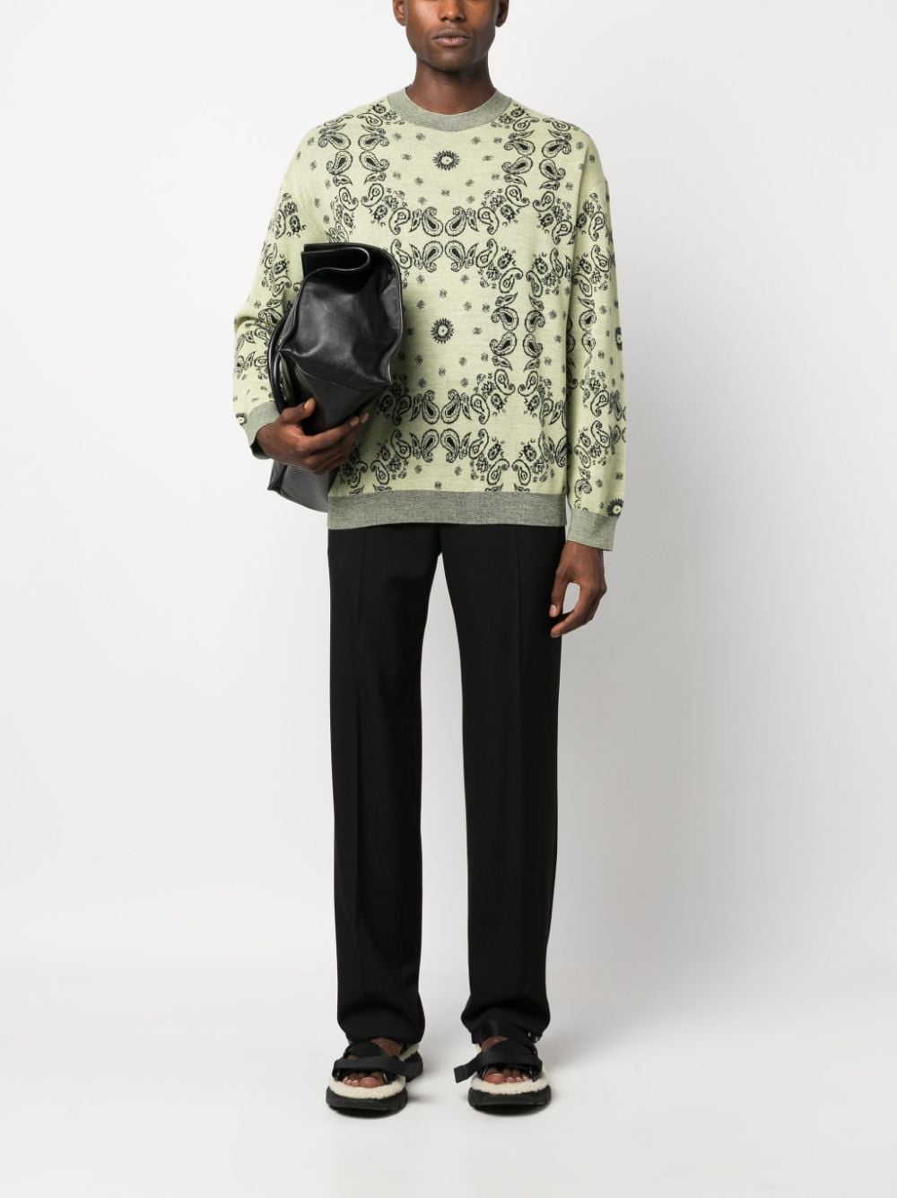 Shop Nanushka Jacquard Merino Sweatshirt In Yellow