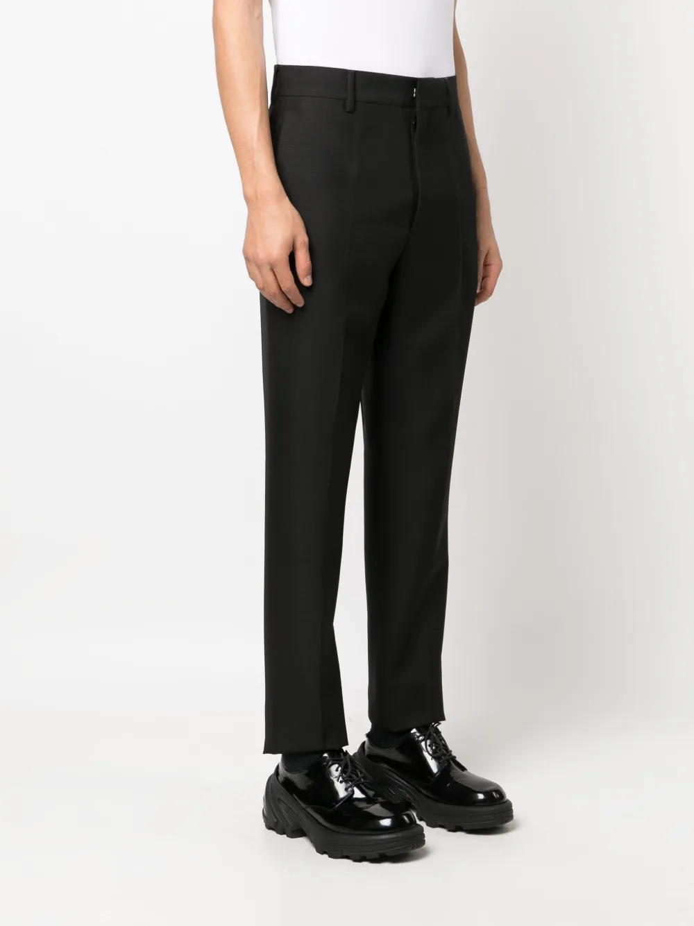 Shop Prada Mid-rise Tailored Trousers In Black