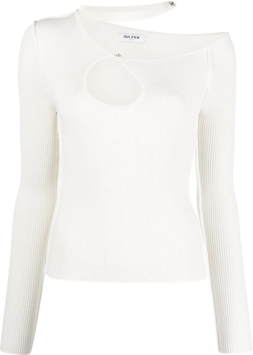 Julfer Kylie Cut-out Ribbed-knit Top In White