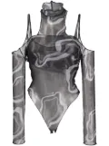 JULFER Janet semi-sheer layered bodysuit - Black