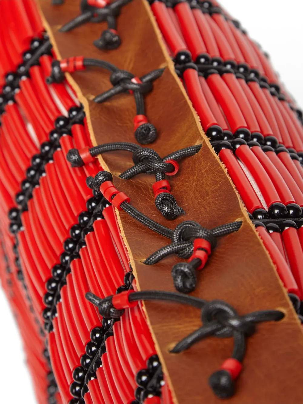 Marni Market bead-embellished striped cushion - Rood