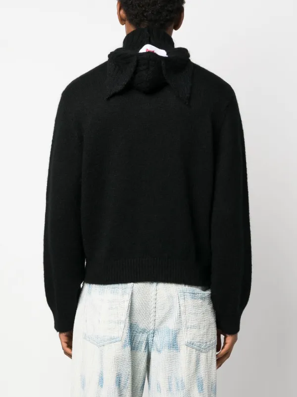 Charles Jeffrey Loverboy slouchy-hood Felted Jumper | Black