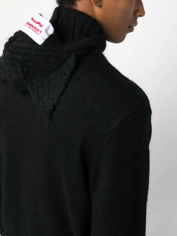 Charles Jeffrey Loverboy slouchy-hood Felted Jumper | Black