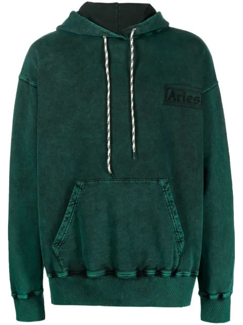 Aries hoodie con acabado envejecido y logo estampado