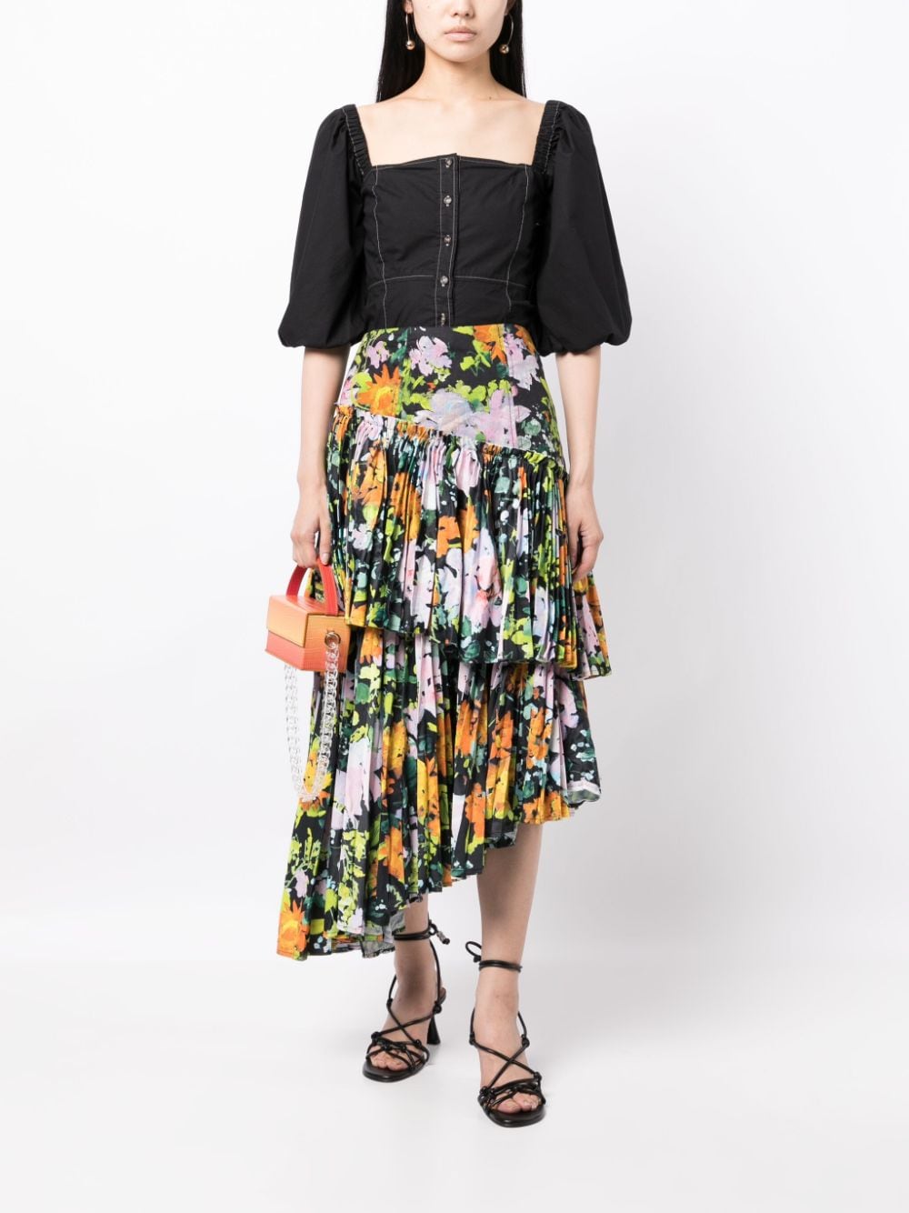 Aje Alice pleated asymmetric midi skirt - Veelkleurig