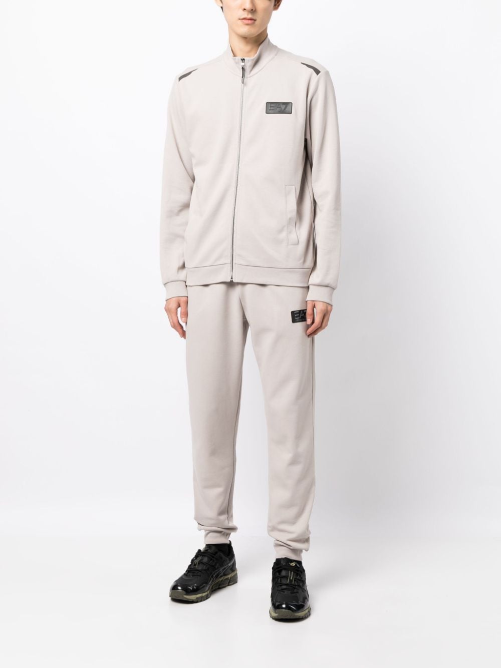 Ea7 Emporio Armani logo-patch drawstring track pants - Grijs