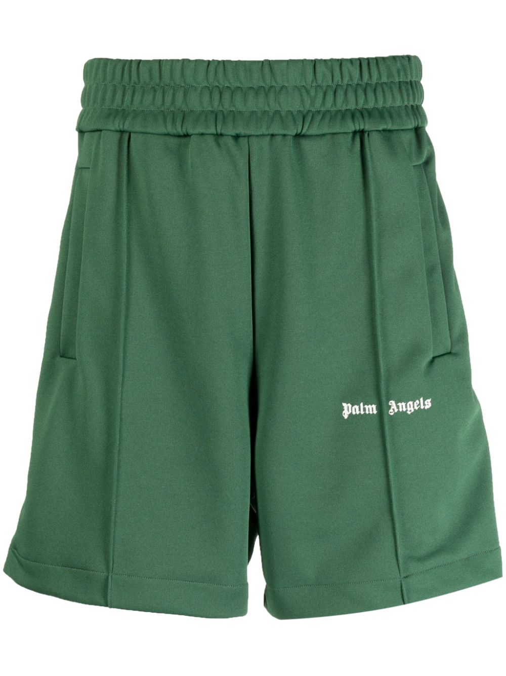 Shop Palm Angels New Classic Embroidered Track Shorts In Green