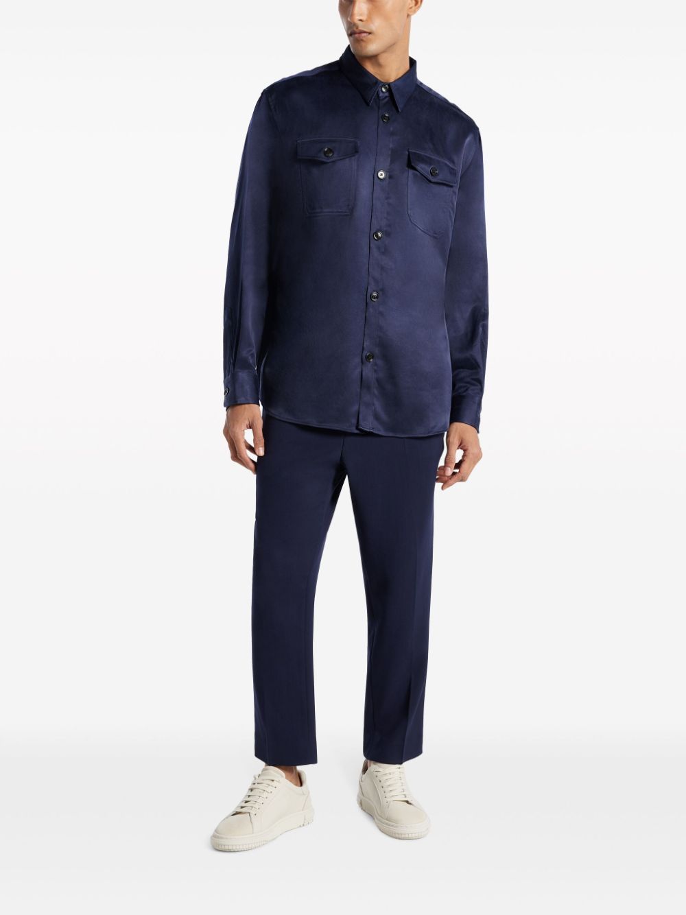Shop Ami Alexandre Mattiussi Long-sleeve Button-down Shirt In Blue