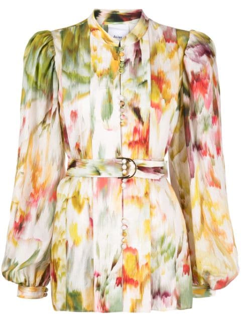 Acler Marston abstract-print belted shirt