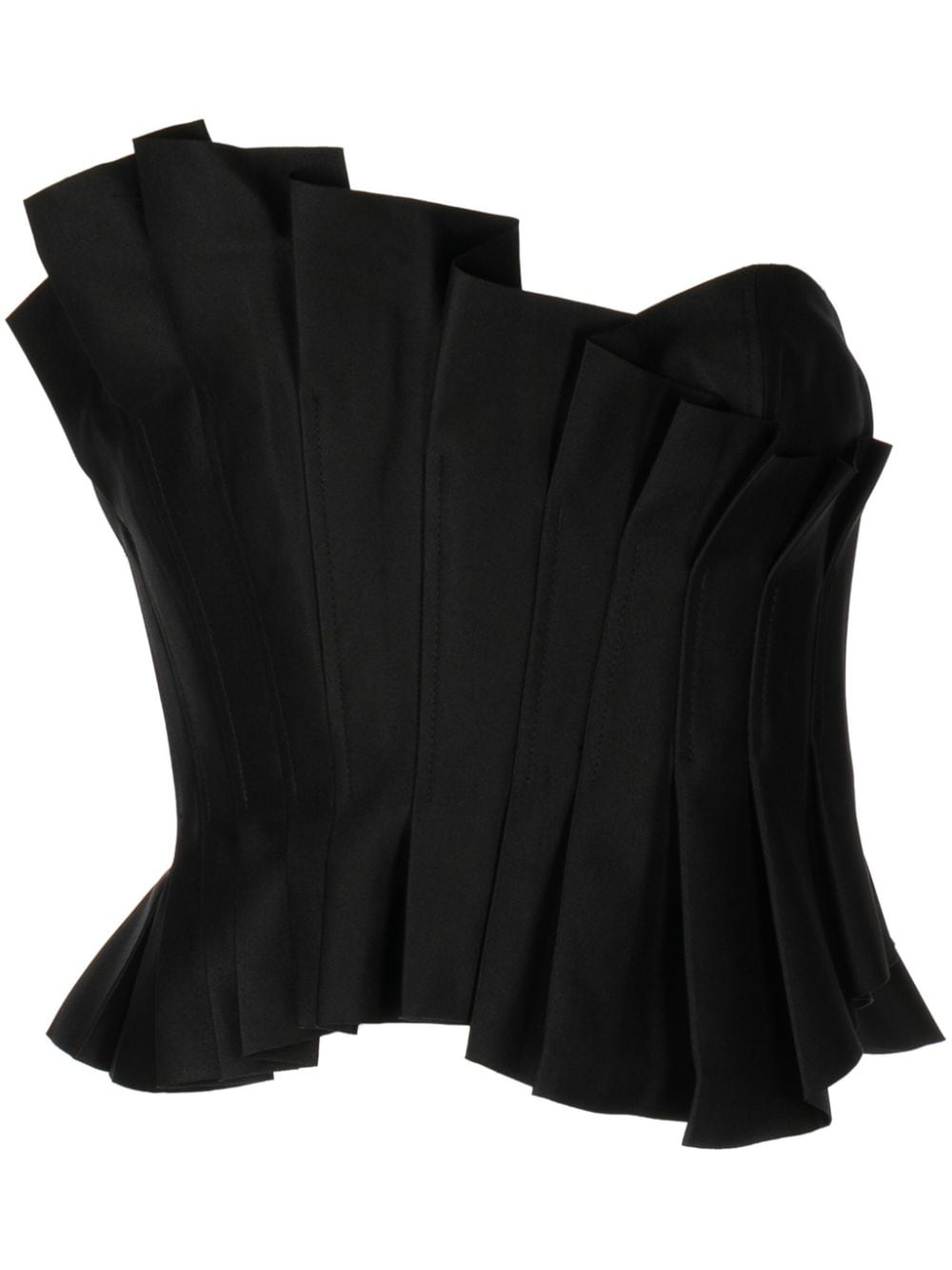 Shop Acler Davies Asymmetric Pintuck Strapless Top In Black