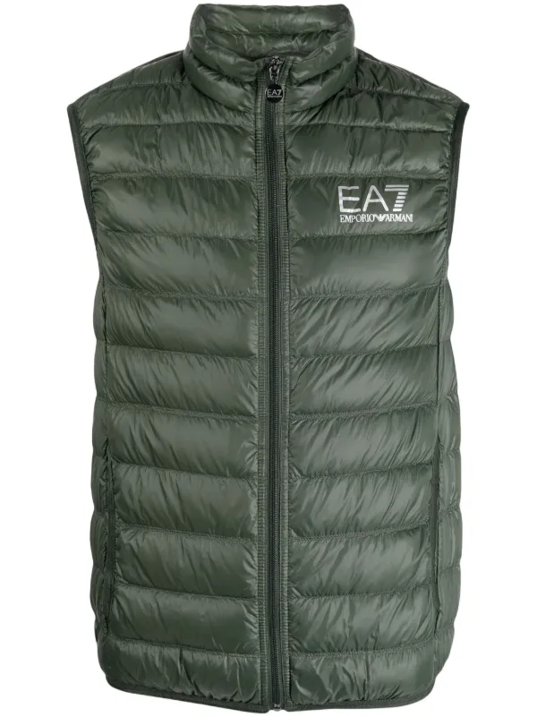 Ea7 Emporio Armani logo print Padded Down Gilet Farfetch