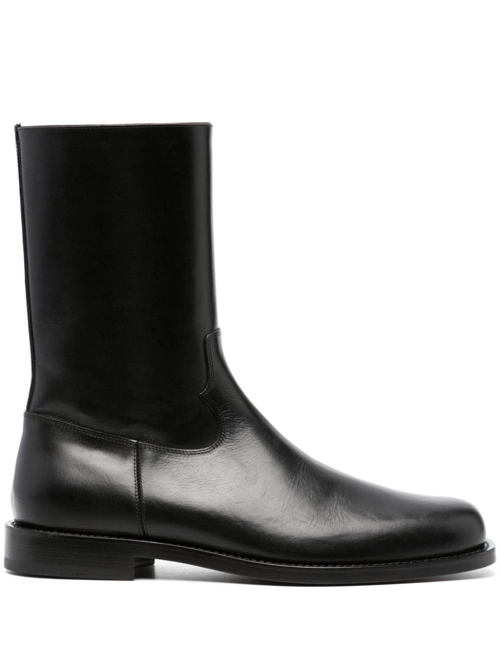 DRIES VAN NOTEN SQUARE-TOE LEATHER BOOTS