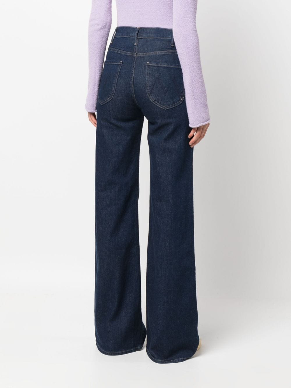 Shop Mother High-waist Bootcut Jeans In Blue