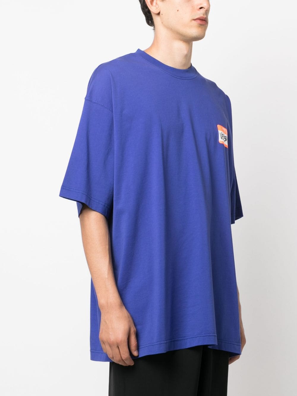 Shop Vetements Logo-print Cotton T-shirt In Blue