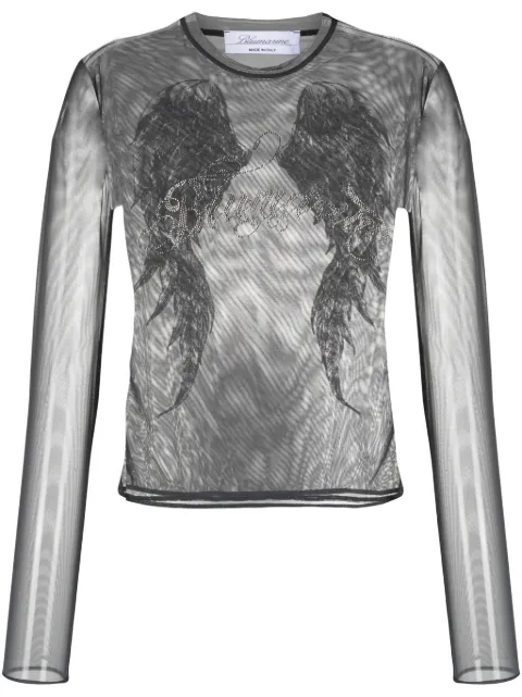 Blumarine top de tul con alas estampadas