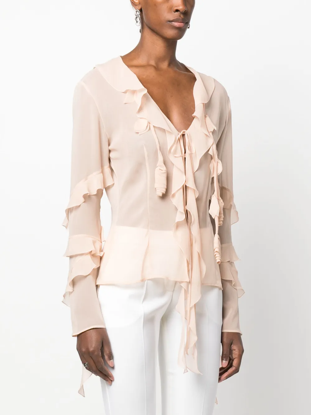 Blumarine Pink Ruffled Blouse In Pink