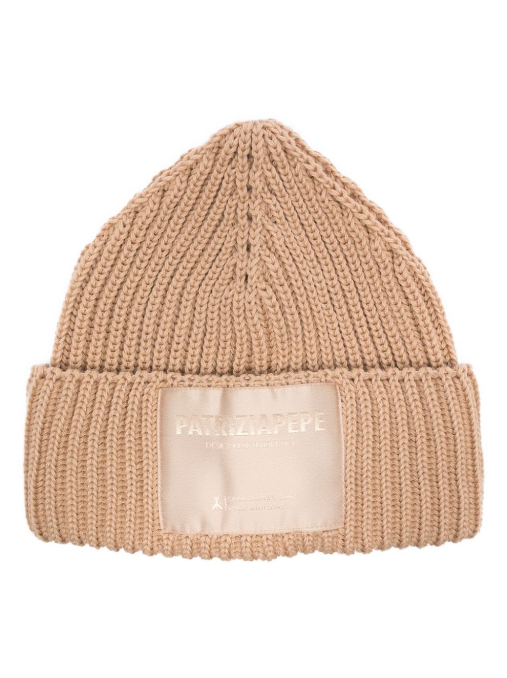 logo-patch ribbed beanie