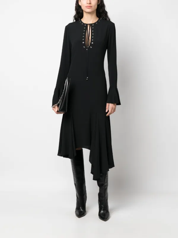 asymmetric eyelet dress Blumarine eyelet-detail | Black Veronica Beard Seneca Bishop-Sleeve 2603 Color:Ivory/Pink Asymmetric dark grey marl