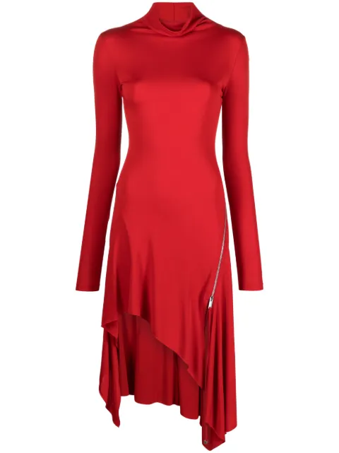 Blumarine high-neck asymmetric midi dress