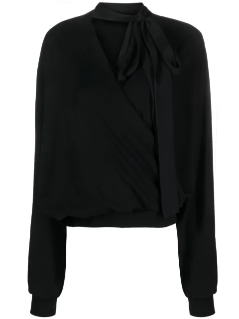 Blumarine attached-scarf wrap blouse