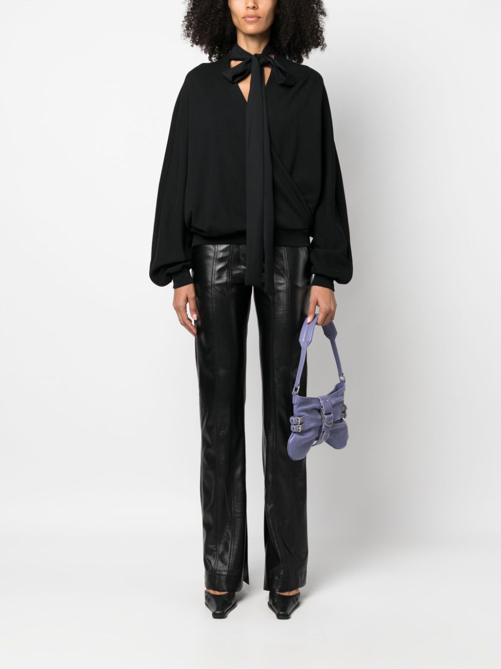 Blumarine attached-scarf wrap blouse - Black