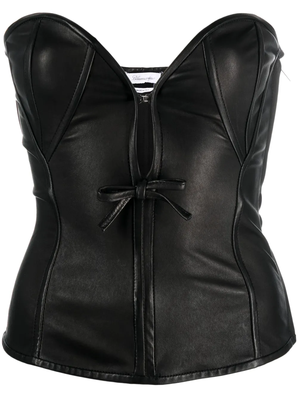 Blumarine sweetheart-neck leather top | Black | Image 1