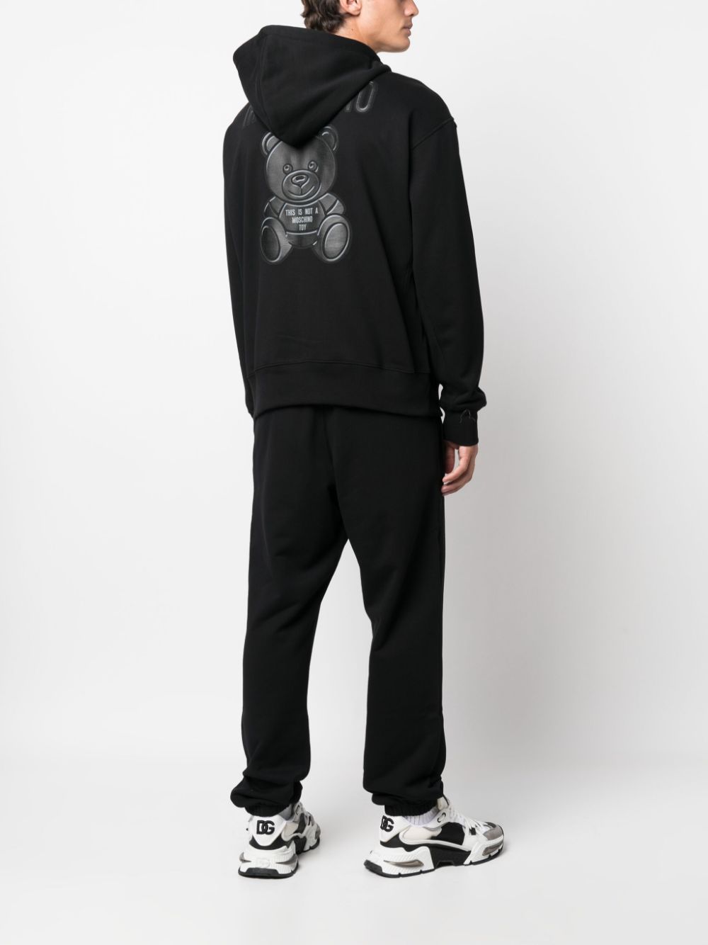 Moschino logo-print organic cotton hoodie - Zwart