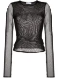 Blumarine butterfly-embellished mesh top - Black
