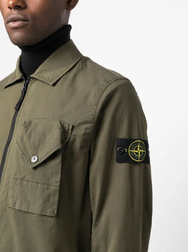 Stone Island Compass-patch zip-up Overshirt - Farfetch