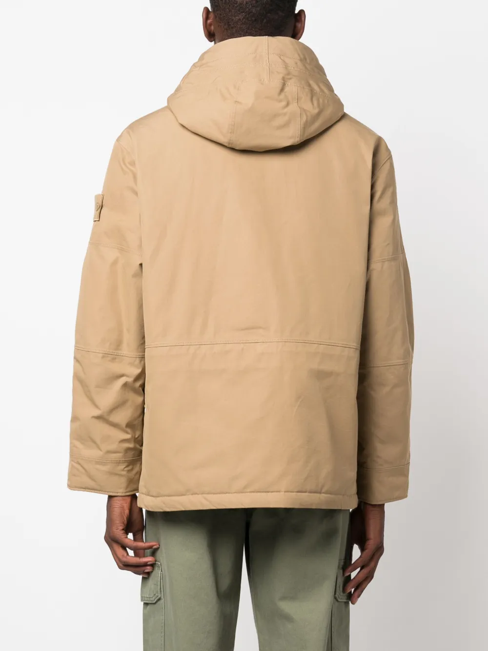 Stone Island Garment-dyed Cotton Hooded Jacket In Neutrals
