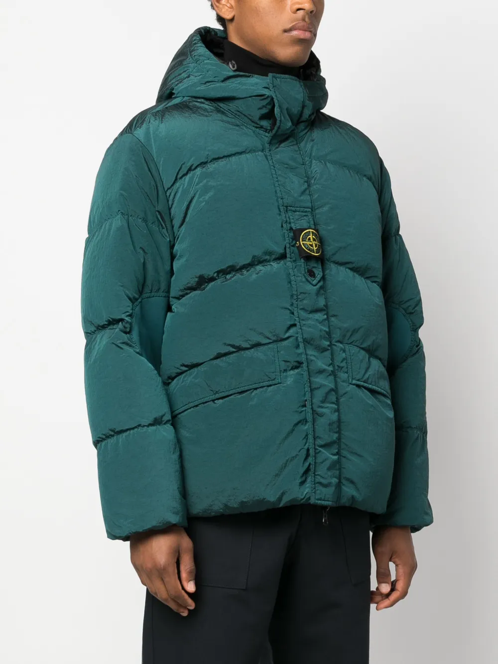 Stone Island Green Crinkled Down Jacket