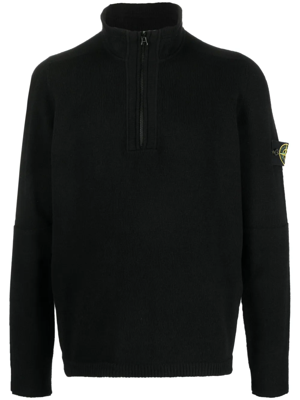 STONE ISLAND COMPASS-MOTIF HALF-ZIP JUMPER